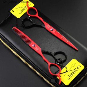 Tesoura de cabelo 330# mão esquerda 6 17,5 cm Marca Jason Terceira penteado de ponta de ponta de primeira classe 440C Corte profissional Tesoura de tesoura de tesoura de tesoura humana Scissors q240425