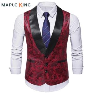 Kamizelki luksusowe druk Paisley Men garnitur kamizel Colete vintage Masculino 2023 Steampunk Wedding Party sukienka kamizelka męska szczupła gillet homme