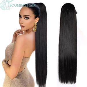 Synthetic Long Straight tail Drawstring Tail 32inch Clip In Hair s for Women Heat Resistant Fake BOOMING 240410