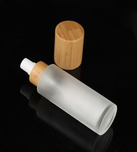 30ml 50ml 100ml 120ml 150ml Bombas transparentes de fosco Tops Bamboo Loção Bottle 1oz 2oz 4oz de gelo de vidro de vidro gelo