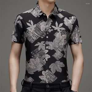 Herren -Casual -Shirts Sommerhemd mit bedrucktem kurzärärmischen Eisseide für kühle lockere und bequeme Passform