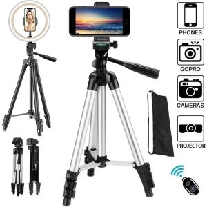 Tillbehör DSLR TripoD för kamera Telefon Aluminium Travel Tripode Flexibel Lightweight Light Stand Photography For Live YouTube Mobiltelefon