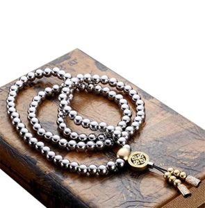 Casual Gift Outdoor Accessories Prayer Bracelet Portable Stainless Steel Buddha Beads Necklace Fashion Self Defense Arts Y21860009