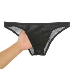 Ice Silk Ultrathin Transparent Men Sexy Underwear Briefs Seamless Breathable Panties Pouch Bikini Jockstrap y240417