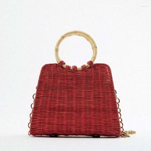 Evening Bags Luxury Designer Wicker Woven Rattan Bag Women Handbags 2024 Bohemian Straw For Chains Sling Shoulder Crossbody