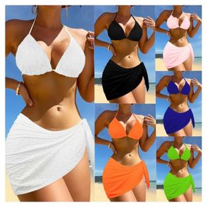 Nuovo costume da bagno Bikini sexy a tre pezzi set di colori da donna divisa a colore solido