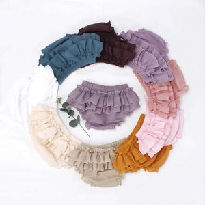 Shorts dubbla lager baby flickor tutu kjol shorts sommar mysig muslimsk bomull baby blommare småbarn korta byxor barn pettiskirt 0-3y H240425