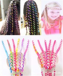 String beads rainbow hair winding stick DIY children spiral color coil hair curlers tiaras braid girl curling stick braid4215011