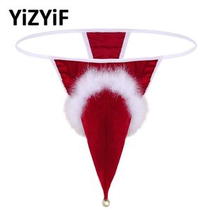 Seksowne bikini-Thong Bieliza Mężczyzna bielizny Velvet Santa Christmas Holiday Fancy Cosplay G-String z małym dzwonkiem męskie SAMPWEAR208S