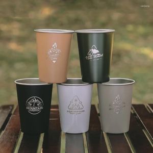 Mugs 5Pcs/Set Outdoor 304 Stainlesssteel Beer Cup Camping 350ml Coffee Mug With Storage Bag Tea Set Tableware