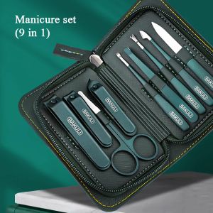 Kits 9pcs oblíquos de unhas Manicure Conjunto de manicure em aço inoxidável