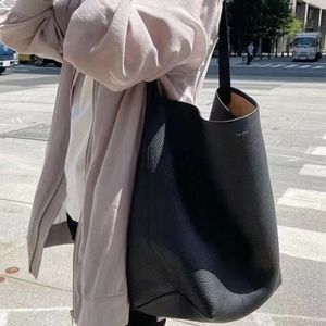 The Row Leather Large Capacity Commuter Tote Bag High Level Cowhide Bucket Bag One Shoulder Handbag Women 8B6L