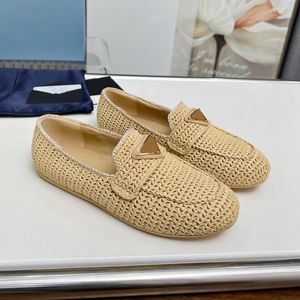 Womens Designer Loafer Woven Fabric Loafers Straw Penny Shoes Platform Dress Sneaker Chunky Leather Loafers House Classic Casual Top-quality