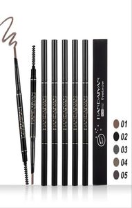 Handaiyan 5 cores 2 em 1 lápis de sobrancelha natural impermeabilizada sem d'água sem florescer maquiagem de caneta rotatável Cosmetics8360674