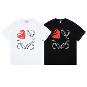 Hög version Luo Jia Spring Summer New Valentine S Day Limited Love Letter Foam Printed Par Short Sleeved T Shirt