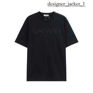 Lanvis Men's SS 24 Designer T Shirt Shorts Trendy and Women's Beige Speckle Alphabet Print Trendy Lanvis Curb Casual Loose Half Sleeve White Lanvis Shirt 7077