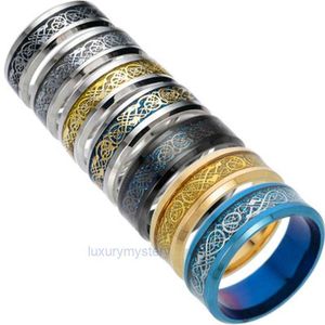 Srebrna stal ze stali nierdzewnej Gold Dragon Design Pinting Pinch Chińskie Pierścień Ring Pierścień dla kobiet