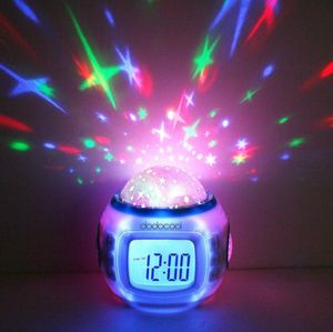 디지털 LED 프로젝트 프로젝터 알람 시계 캘린더 온도계 Horloge Reloj Despertador 음악 별이 빛나는 색상 변경 스타 Sky NIG8712123