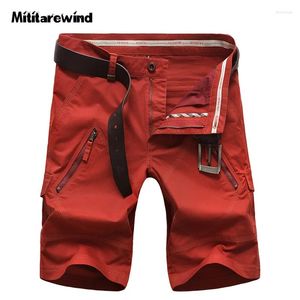 Men's Shorts Summer Cargo Men Casual Knee Length Mid-waist Mens Solid Color Cotton Bermuda Masculina Plus Size Short Homme