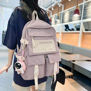 Backpack Fashion Cute Women Kawaii Teens Bookbag For Girl Schoolbag Laptop Rucksack Waterproof Travel Black Mochila