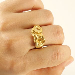 Titanstahlschmuck minimalistische unregelmäßige Lava offener Ring mit 18 Karat Edelstahl verstellbarer Ring für Paare Geschenk