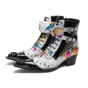 Männer echtes Leder Chelsea Casual Novel komfortable Metallquadrat-Zehen Boots Stiefel Business Kleid Knöchel Western Stiefel für Jungenpartyschuhe