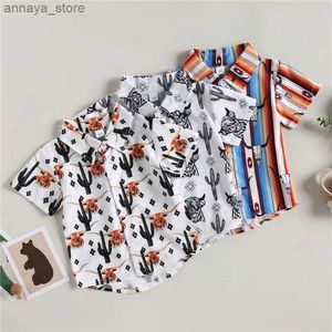 Kids Shirts Childrens Clothing Boy Fashion Bull Print Shirt Kids Baby Top Clothes Summer Short-sleeved Childrens Shirt ClothesL2404