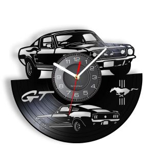 時計GTプレミアムファーストバックスポーツカービニールアルバムレコードレコードマンケーブルームのための自動車自宅の装飾ハンギングサイレントクォーツウォッチ