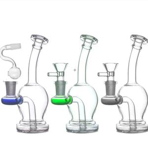 Partihandel mini glas tobak torr ört bong färgglada billiga vattenpipa vatten olja brännare dab rigg bongs rör med 14 mm rökskål