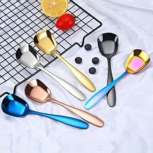 Spoons 1PC Stainless Steel Rice Spoon S M L Square Ladle Gold Dessert Ice Cream Table For Kids Restaurant Kitchen Tableware