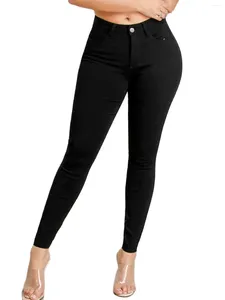 Frauen Jeans 2024 Herbst schwarze hohe Taille dünne Mode Slim Denim Bleistift Hosen weibliche Freizeithose S-2xl