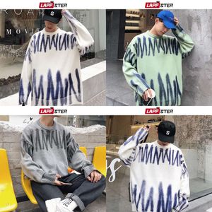 Masculino pullovers de suéteres coreanos de lappster masculinos modelas de streetwear de malha de malha de suéter de tamanho grande topo 201022 s