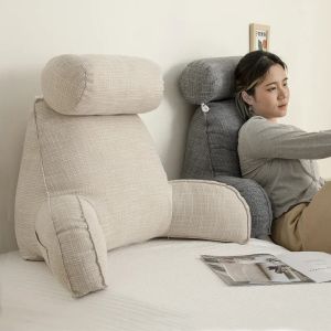 Kudde läsningskudde standard säng kudde, bakkudde för att sitta i sängen strimlad minnesskumstolskudde, läsa säng vila kuddar