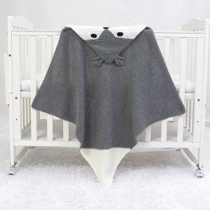 Setar baby filtar stickade nyfödda barnvagn sovsäckar super mjuk spädbarn flicka pojke sängkläder quilt 75*75 cm söta tecknad rävplädskydd