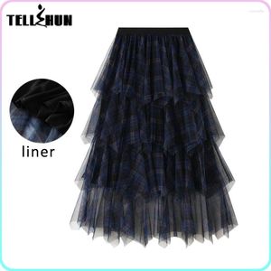 Skirts Plaid Pleated A-lines For Women Fashion Trend Clothes 2024 Long Korean Style Aesthetic Black Casual Dress Traff