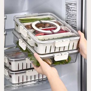 フードセーバーストレージコンテナ1蓋付きのペット保護箱トレイ冷凍保管キッチン調味料コンテナH240425に分割できるハンドルを備えています