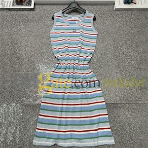 Color Stripe Dress Summer Women Knitted Skirts Designer Letter Sleeveless Vest Dress Ladies Slim Knits Dresses