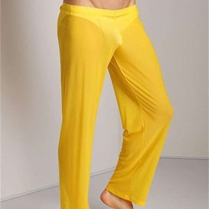 Şeffaf Uzun Seksi Erkekler Gevşek Mesh Salonu Gevşek Fiting Fiess Pants Pijama Pantolon Uyku Pantolon Gay Lingerie FX1016