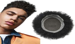 Afro bukleler saç erkek peruk 4mm 6mm 8mm 10mm 12mm tam dantel Afro Curl Erkekler Saç Toupee Siyah Hint Bakire İnsan Saç Değiştirme 8279272