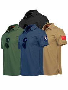 Herrpolos Taktisk militär t-shirt utomhus andningsbar armé strid t-shirt snabb torr jakt camping vandring fiske lapel polos tee topsl2425