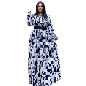 Designer Shirt Dresses Women Casual Long Sleeve Big Swing Long Dress with Sashes Free Ship