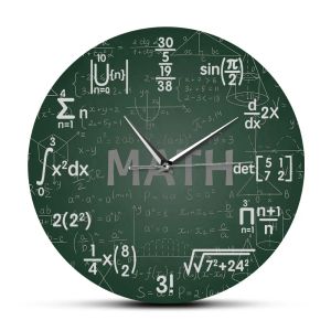 Orologi verdi della lavagna matematica formule da parete orologio da parete per tornare a scuola scienza matematica arte decorazione da parete matematica matematica
