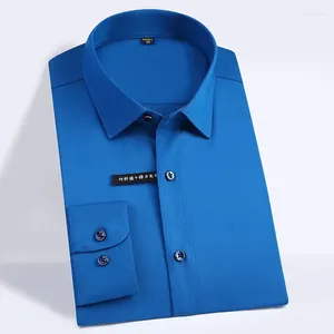 Herren-Hemd-Hemden Klassischer Seiden-Touch-Bambusfaser Langarm ohne Tasche Normale Fit Solid Business Office Easy-Care-Shirt