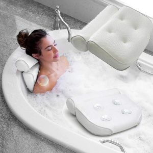 Massager Home Bath Spa Pa Pillow Deep Spongy Cushion Relaxande Massage Big Suction Cup Bathtub Neck Back Comfort Support Relaxerande verktyg