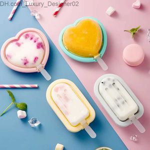 Ice Cream Tools Love heart-shaped silicone mold with Lid mini round popsicles ice tray mold chocolate cake cheese gift kitchen accessories Q240425