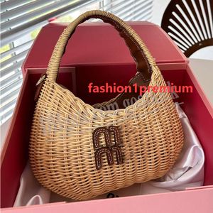 Fashion Straw Plaited Woven Bags Underarm Bag Mius Totes Classics Beach Bags Raffias Cross Body Woman Luxury Shoulder Wander Wicker Woven Handbag Purses