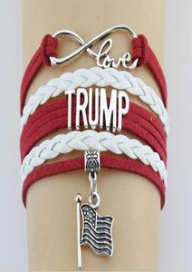 Trump 2020 Love Casal Bracelelet American Flag Charm Bangle Letter Pu Leather Wrap Wrist para Jóias de Party Jewelry Gift KJJ578901715