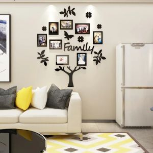 Frame Wall Stickers 3D Acrylic Family Photo Frame for Baby Living Room Decor Tree Shape Mirror Wallpapers Decals Art Home Accessories