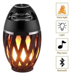 Bluetooth BT trådlös högtalare LED Flame Fire Atmosphere Soft Light Dancing Flimer Torch Outdoor Lamp med Superior Bass Sound6149386