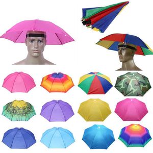 Wide Brim Hats Bucket Hats Outdoor portable umbrella hat foldable sun shading waterproof camping fishing head hat beach hat 240424